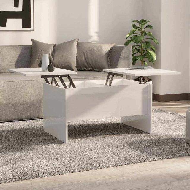 Vidaxl salontafel 80x50x42,5 cm bewerkt hout hoogglans wit
