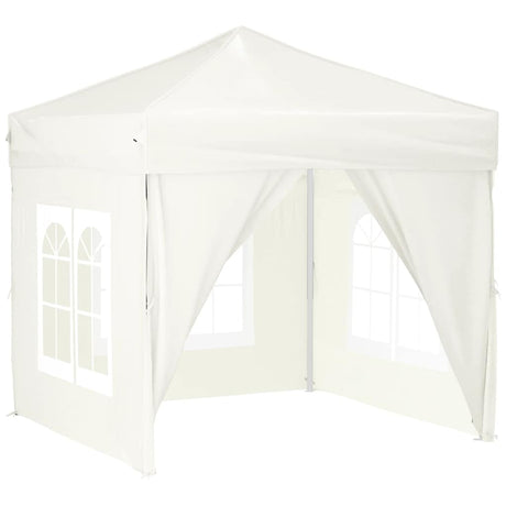 Vidaxl partytent inklapbaar met zijwanden 2x2 m crèmekleurig
