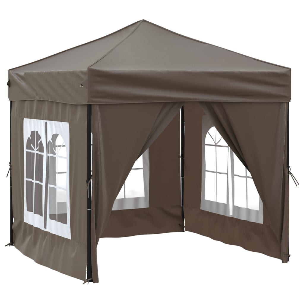 Vidaxl partytent inklapbaar met zijwanden 2x2 m taupe