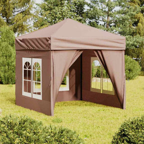 Vidaxl partytent inklapbaar met zijwanden 2x2 m taupe