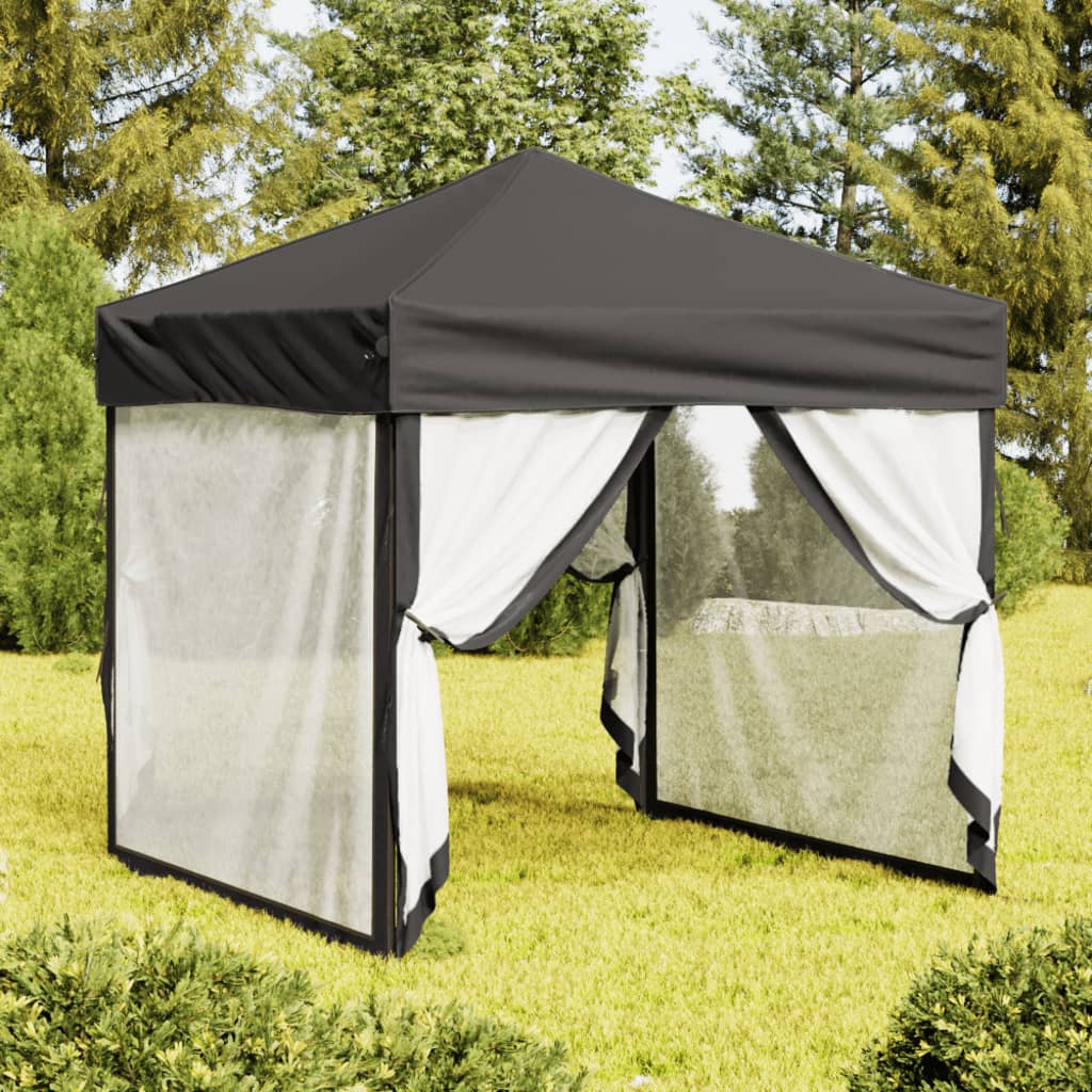 Vidaxl Partytent Foldable with side walls 2x2 m anthracite -colored