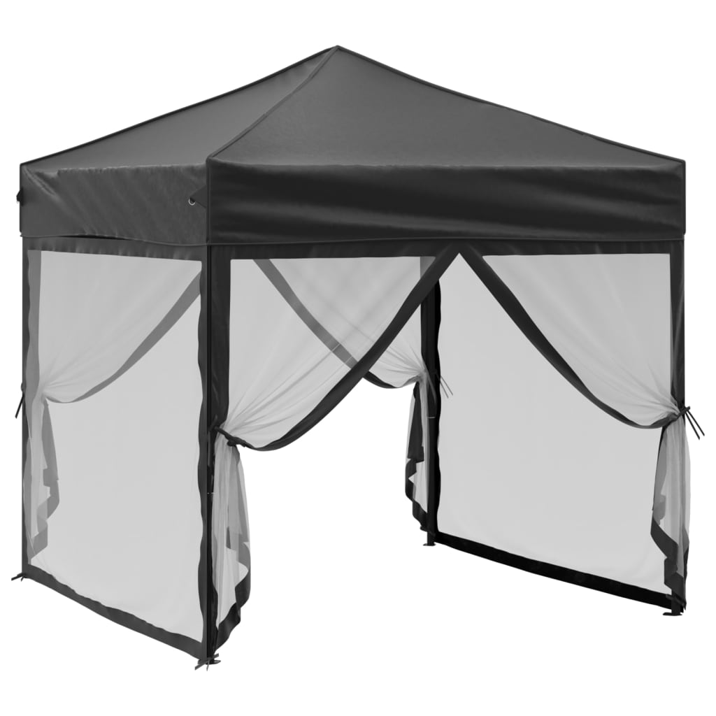 Vidaxl PartyTent sammenleggbar med sidevegger 2x2 m svart