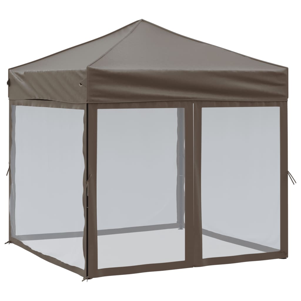 Vidaxl Partytent faltbar mit Seitenwänden 2x2 m Taupe