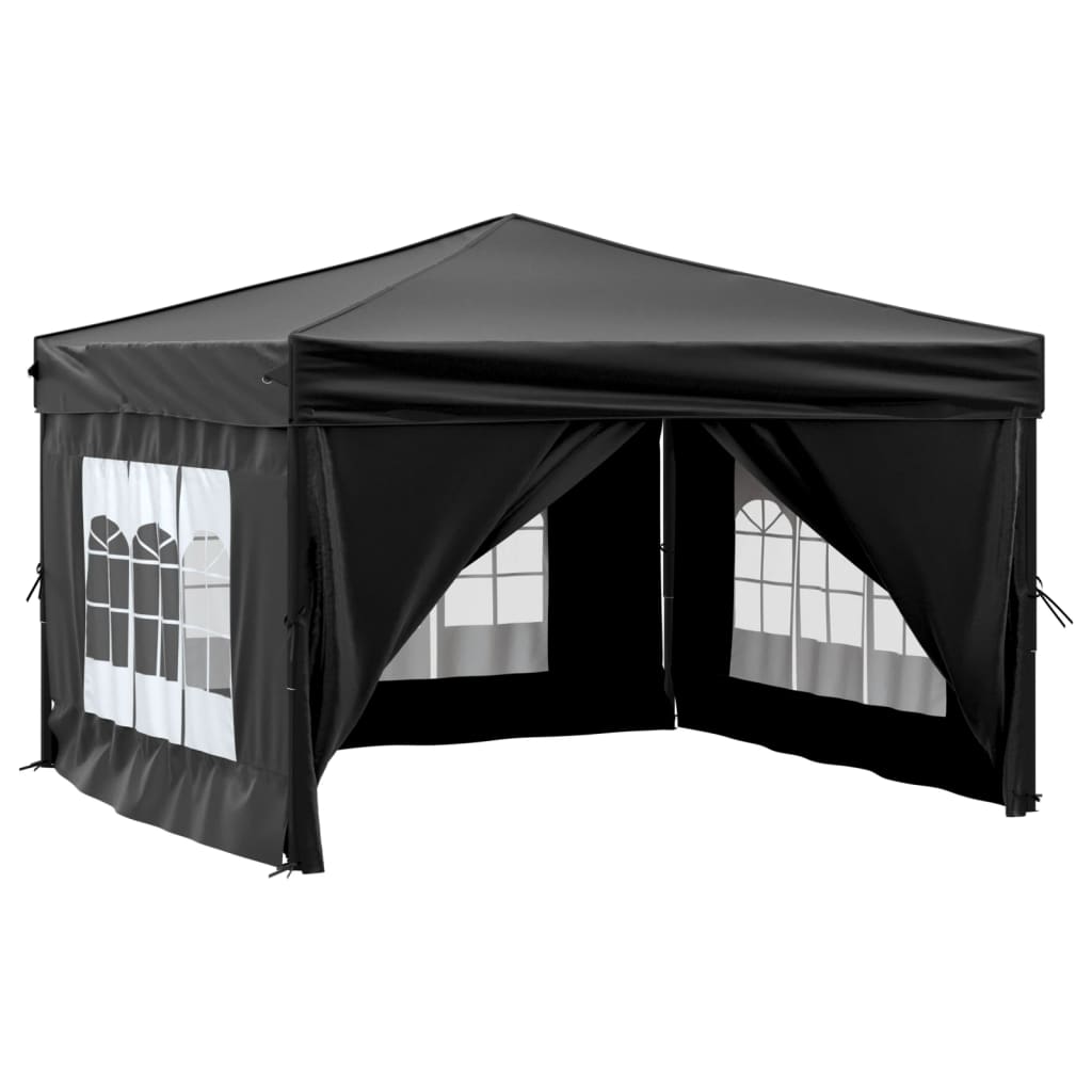 Vidaxl Partytent zložljivo s stranskimi stenami 3x3 m črno