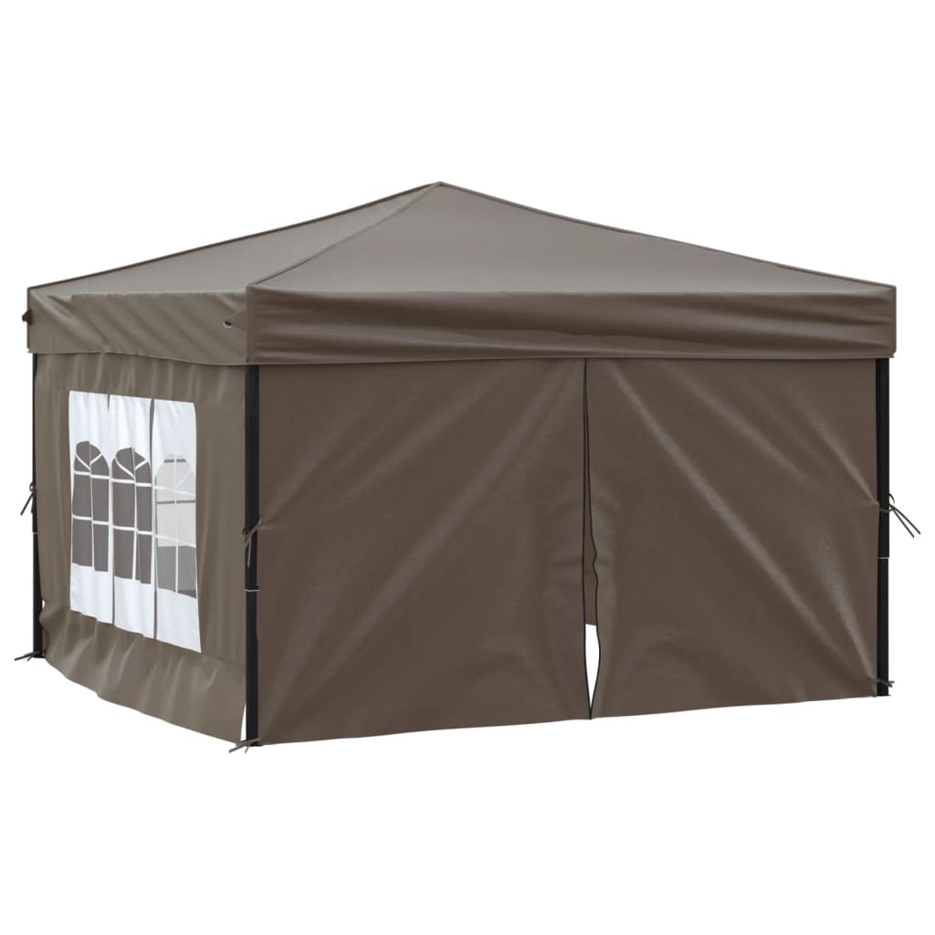 Vidaxl Partytent zložljivo s stranskimi stenami 3x3 m taupe