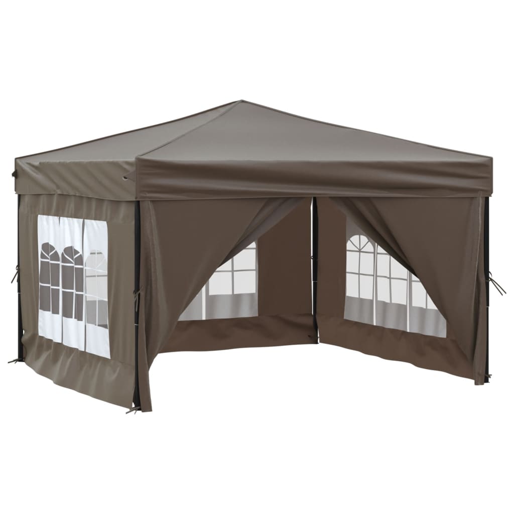 Vidaxl Partytent zložljivo s stranskimi stenami 3x3 m taupe