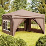 Vidaxl Partytent zložljivo s stranskimi stenami 3x3 m taupe