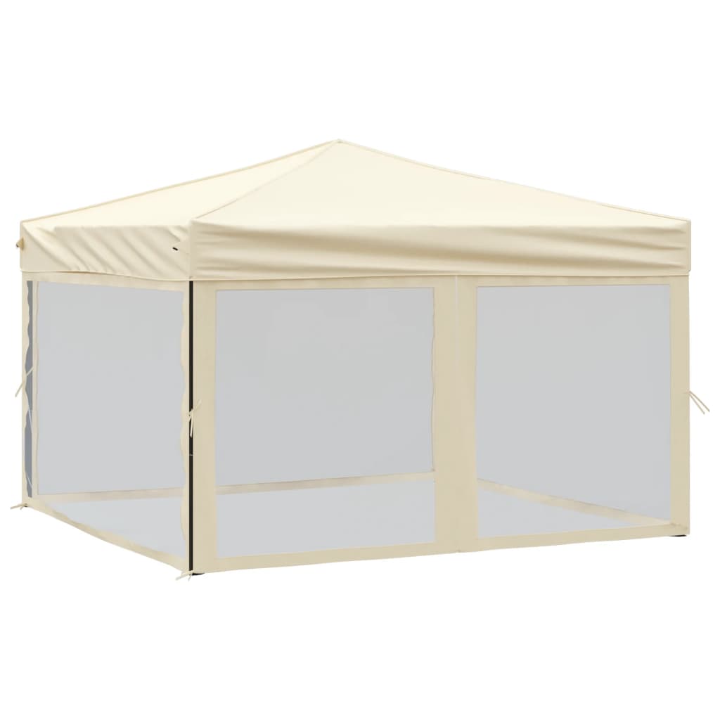 Vidaxl Partytent zložljivo s stranskimi stenami 3x3 m smetana -obarvana