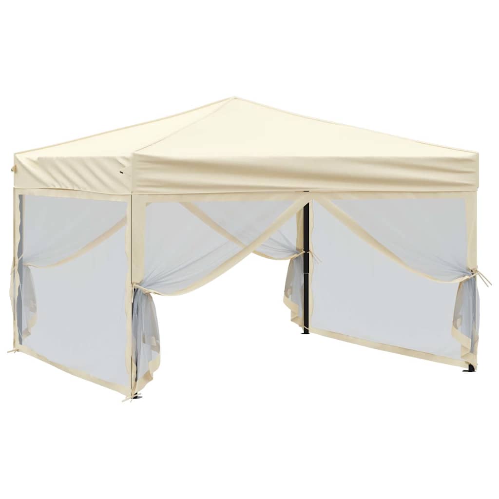 Vidaxl partytent inklapbaar met zijwanden 3x3 m crèmekleurig