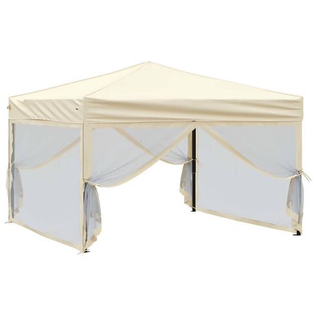 Vidaxl partytent inklapbaar met zijwanden 3x3 m crèmekleurig
