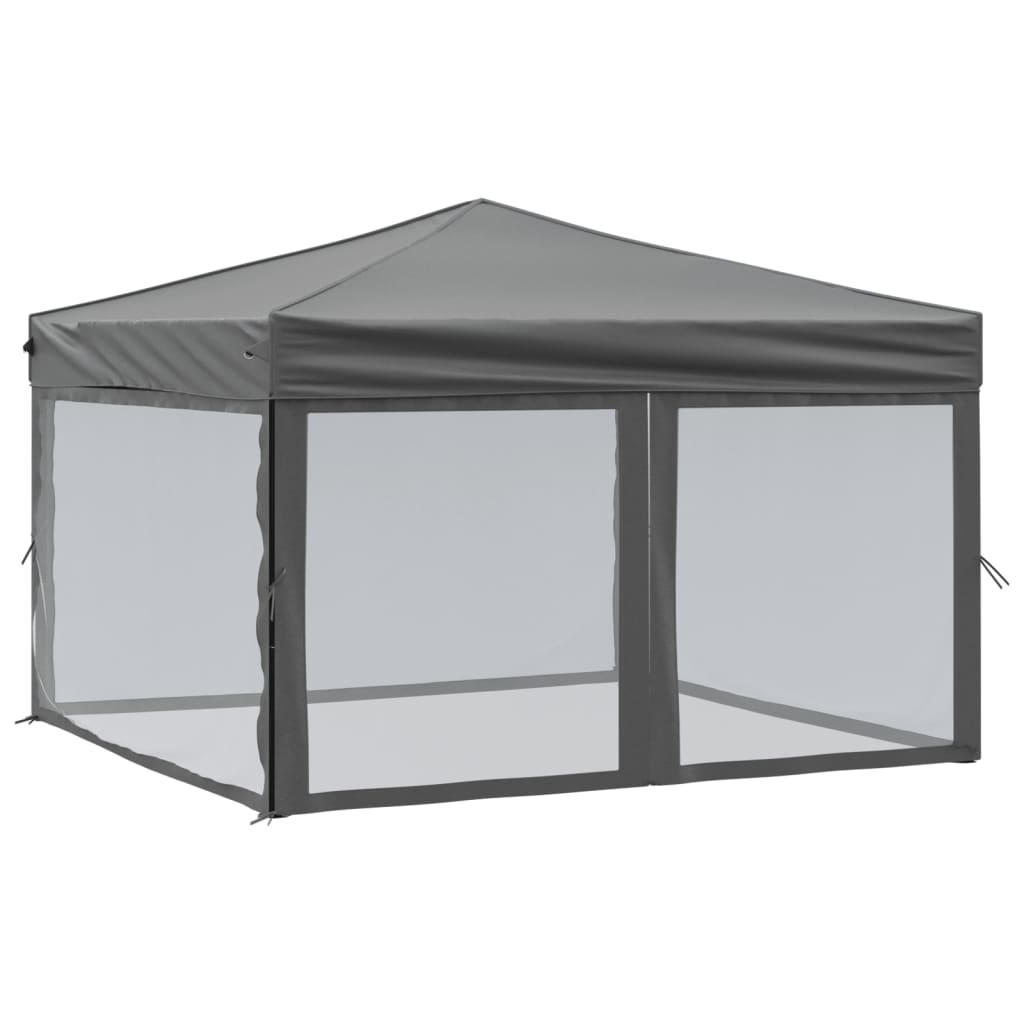 Vidaxl PartyTent zložljivo s stranskimi stenami 3x3 m antracit -obarvano