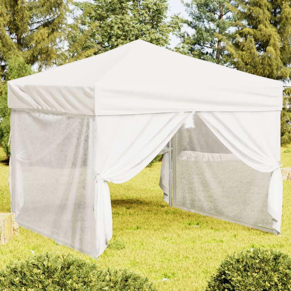 Vidaxl Partytent zložljivo s stranskimi stenami 3x3 m belo