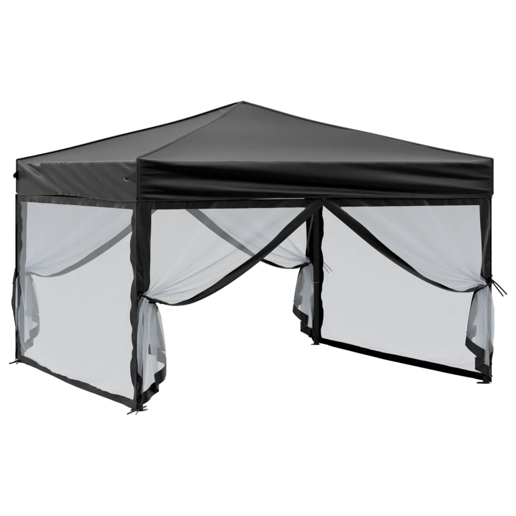 Vidaxl Partytent zložljivo s stranskimi stenami 3x3 m črno