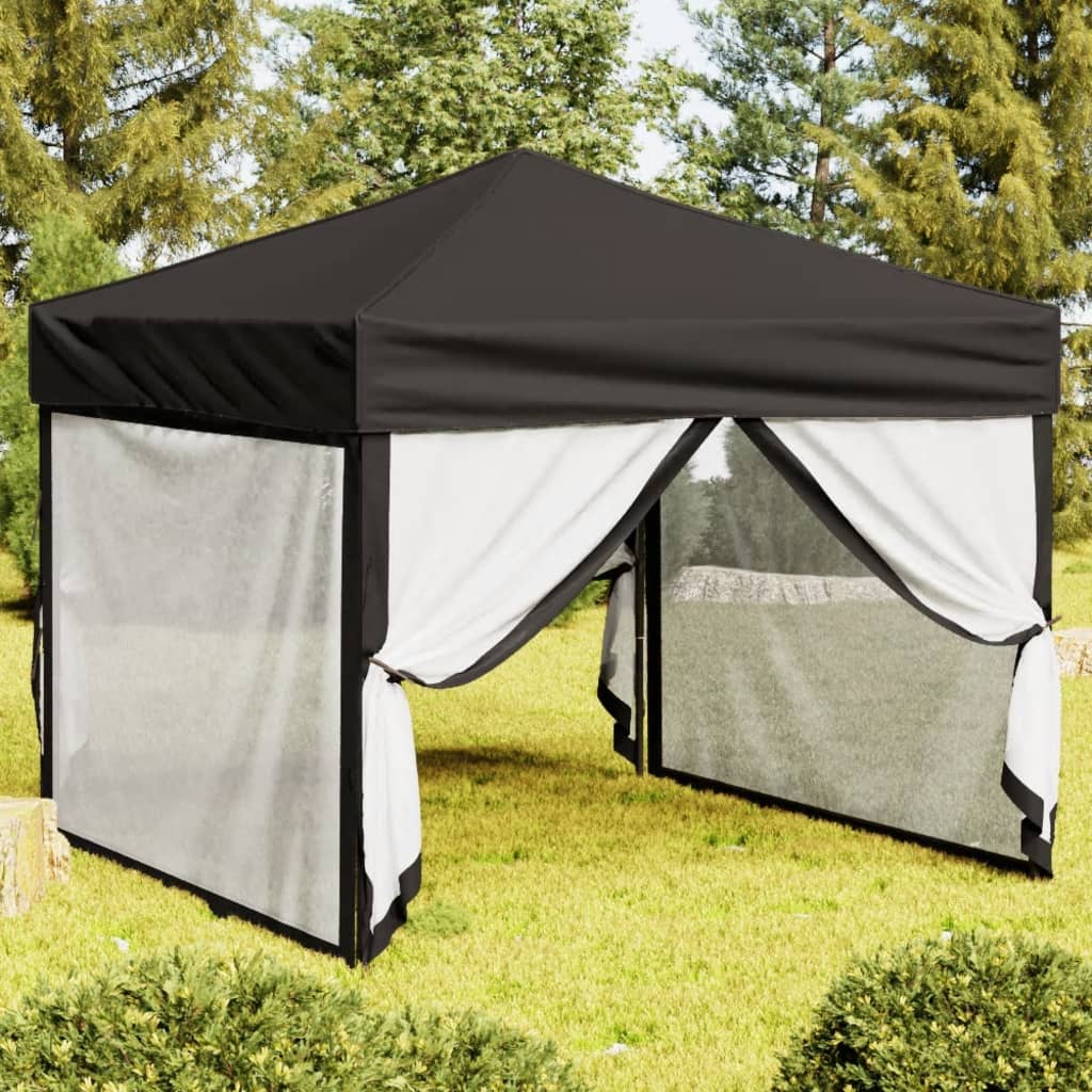 Vidaxl Partytent zložljivo s stranskimi stenami 3x3 m črno