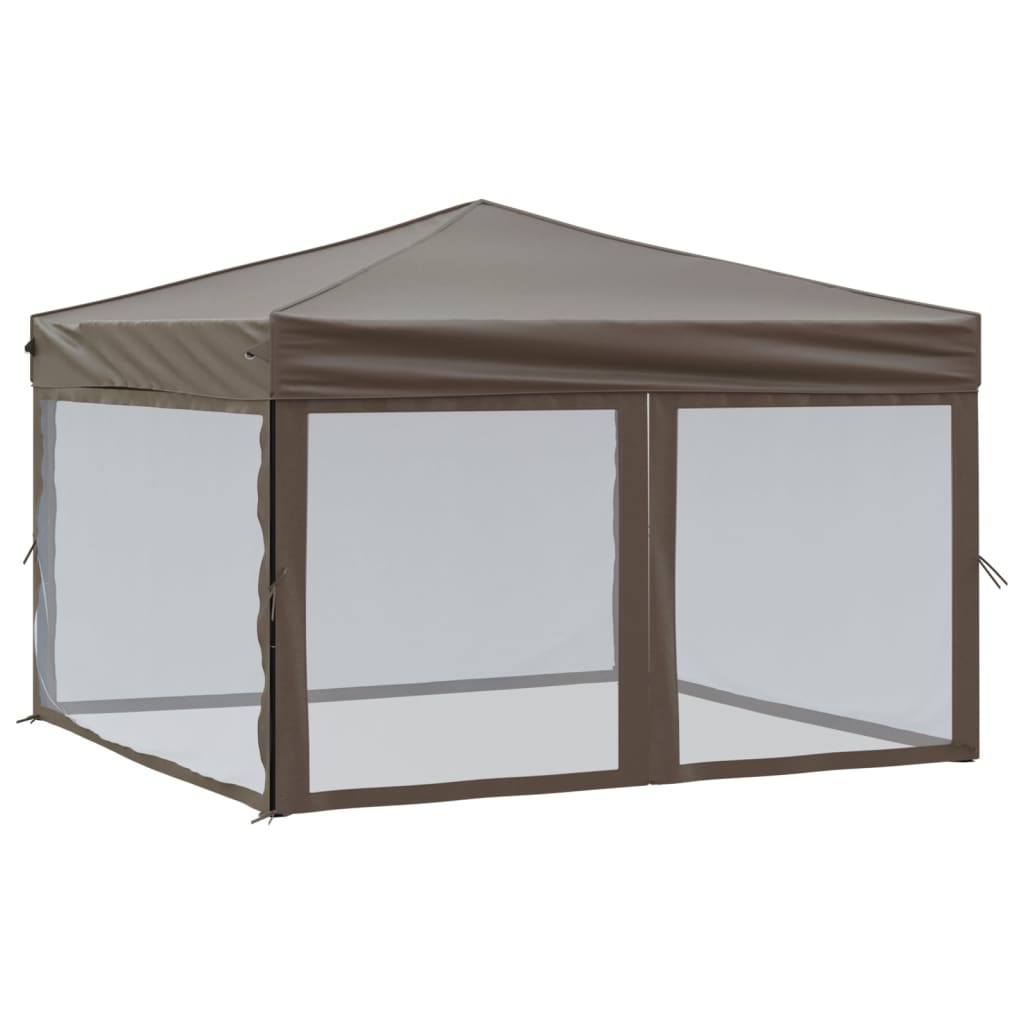 Vidaxl Partytent zložljivo s stranskimi stenami 3x3 m taupe