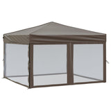 Vidaxl Partytent zložljivo s stranskimi stenami 3x3 m taupe