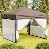 Vidaxl Partytent zložljivo s stranskimi stenami 3x3 m taupe