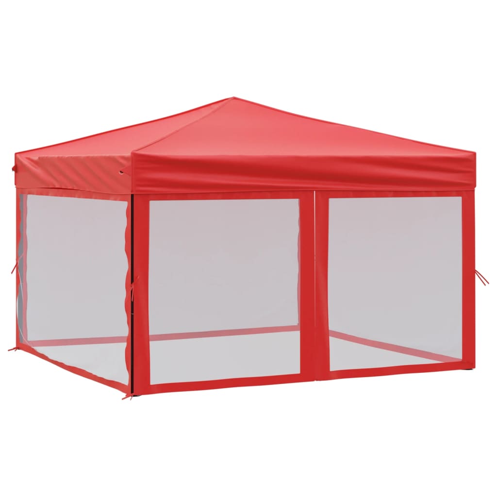 Vidaxl Partytent zložljivo s stranskimi stenami 3x3 m rdeče