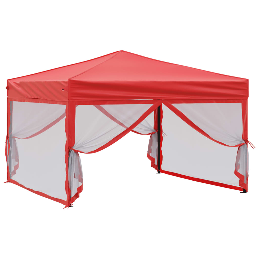 Vidaxl Partytent zložljivo s stranskimi stenami 3x3 m rdeče