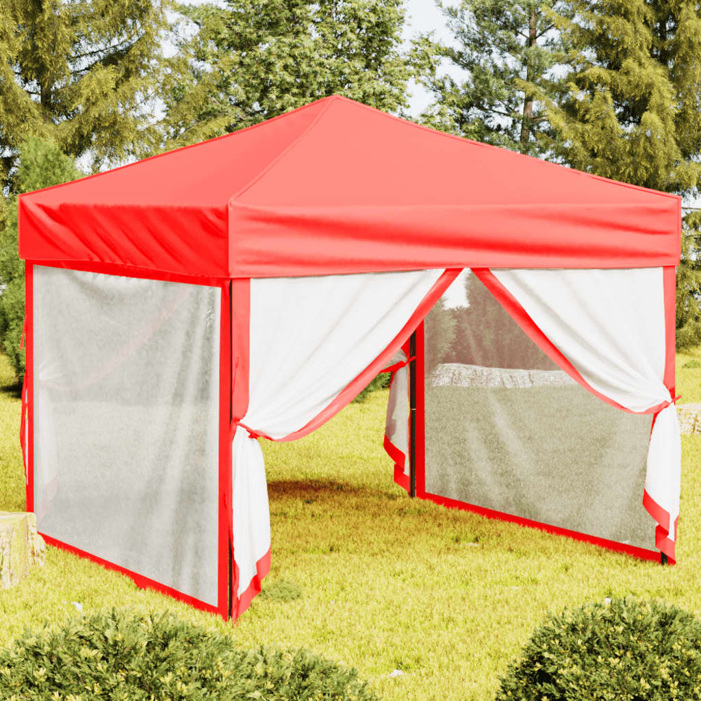 Vidaxl Partytent zložljivo s stranskimi stenami 3x3 m rdeče