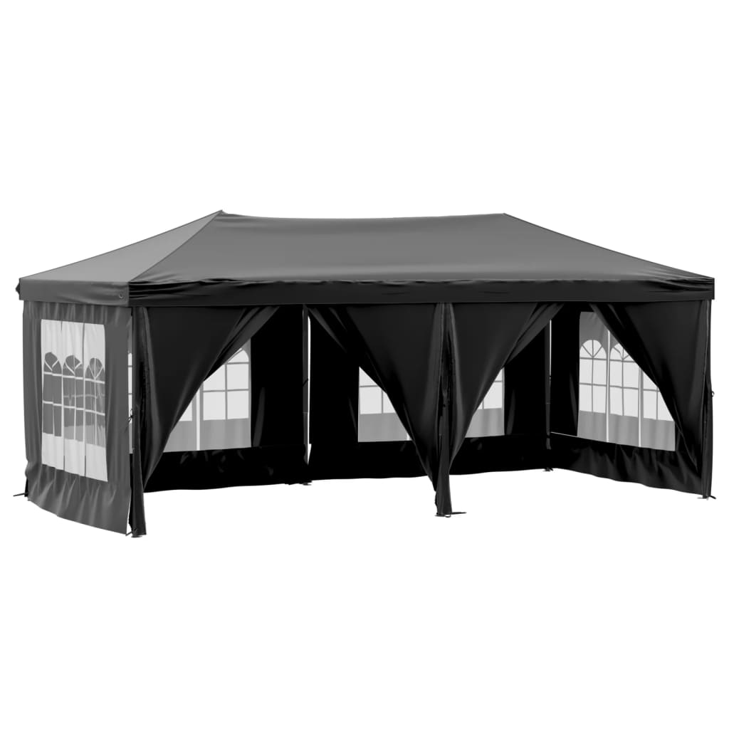 Vidaxl Partytent zložljivo s stranskimi stenami 3x6 m črno