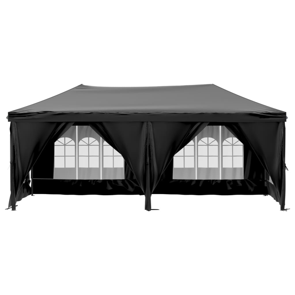 Vidaxl Partytent zložljivo s stranskimi stenami 3x6 m črno