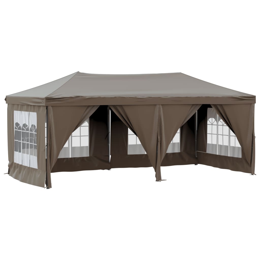 Vidaxl Partytent zložljivo s stranskimi stenami 3x6 m taupe