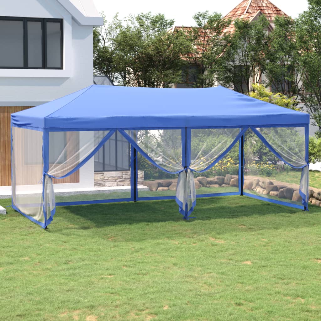 Vidaxl Partytent zložljivo s stranskimi stenami 3x6 m modro