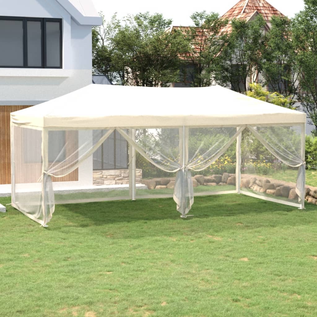 Vidaxl Partytent zložljivo s stranskimi stenami 3x6 m smetana -barvna