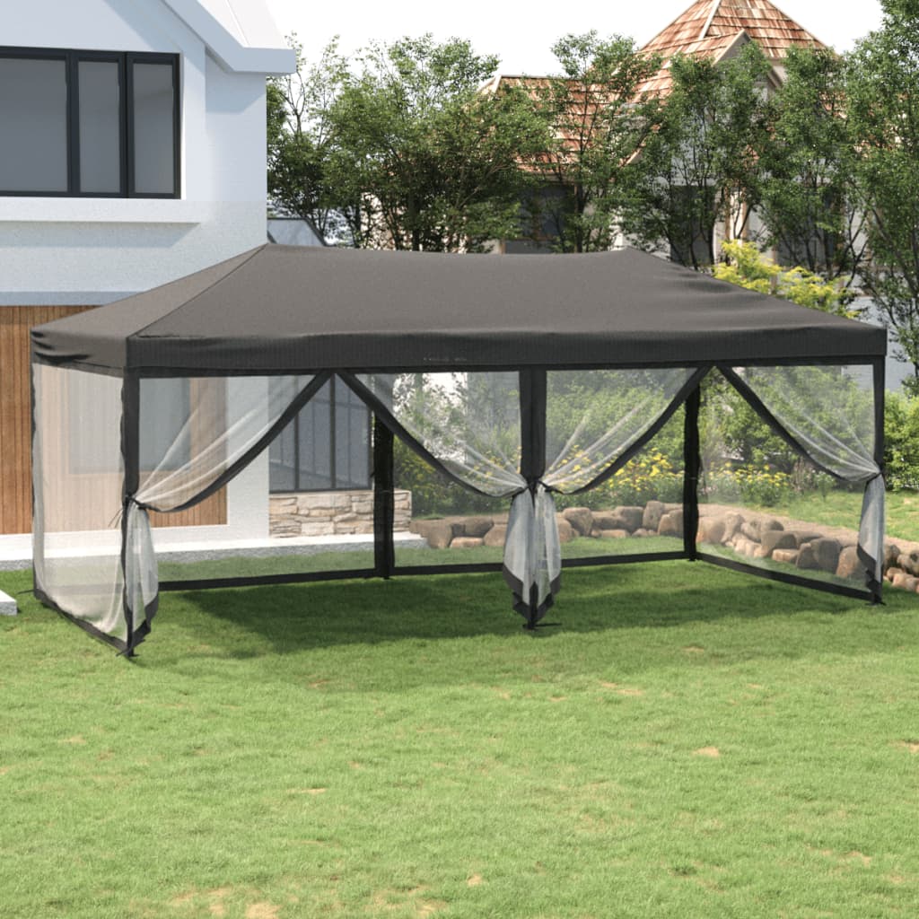 Vidaxl PartyTent zložljivo s stranskimi stenami 3x6 m antracit -obarvano