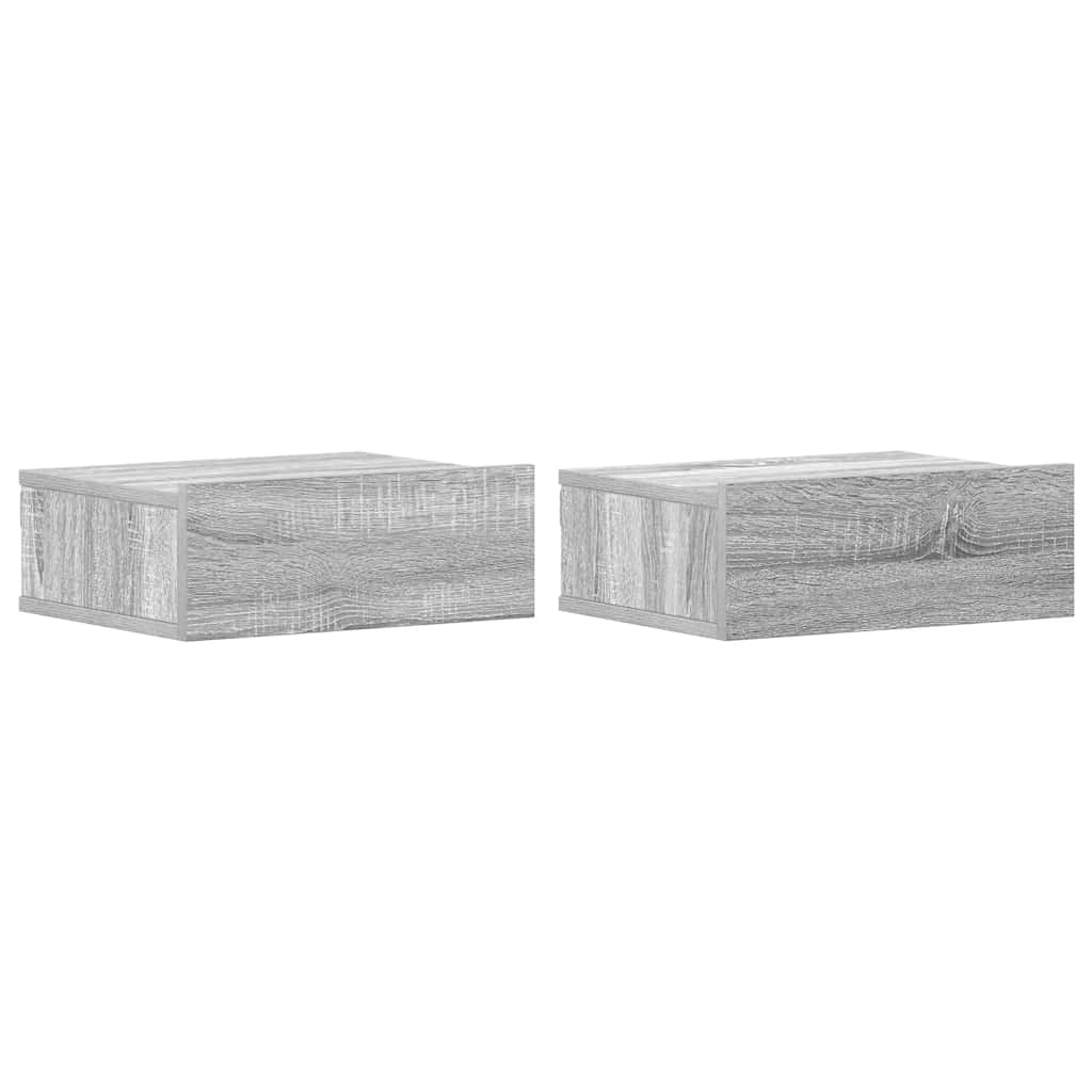 Vidaxl nachtkastjes 2 st zwevend 40x30x15 cm bewerkt hout grijs sonoma