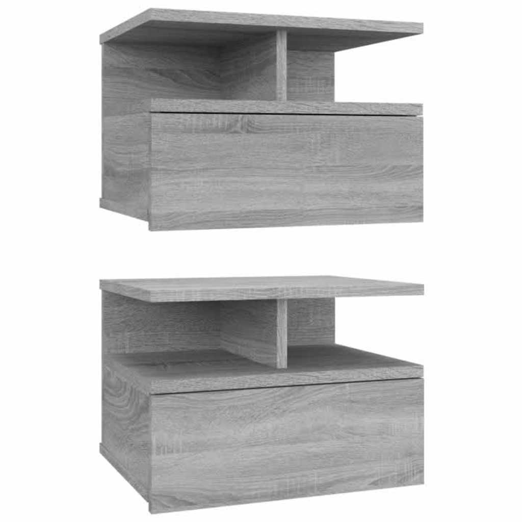Vidaxl nachtkastjes 2 st zwevend 40x31x27 cm bewerkt hout grijs sonoma