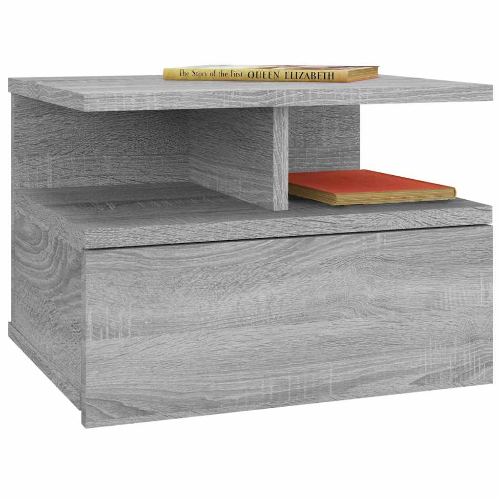 Vidaxl nachtkastjes 2 st zwevend 40x31x27 cm bewerkt hout grijs sonoma