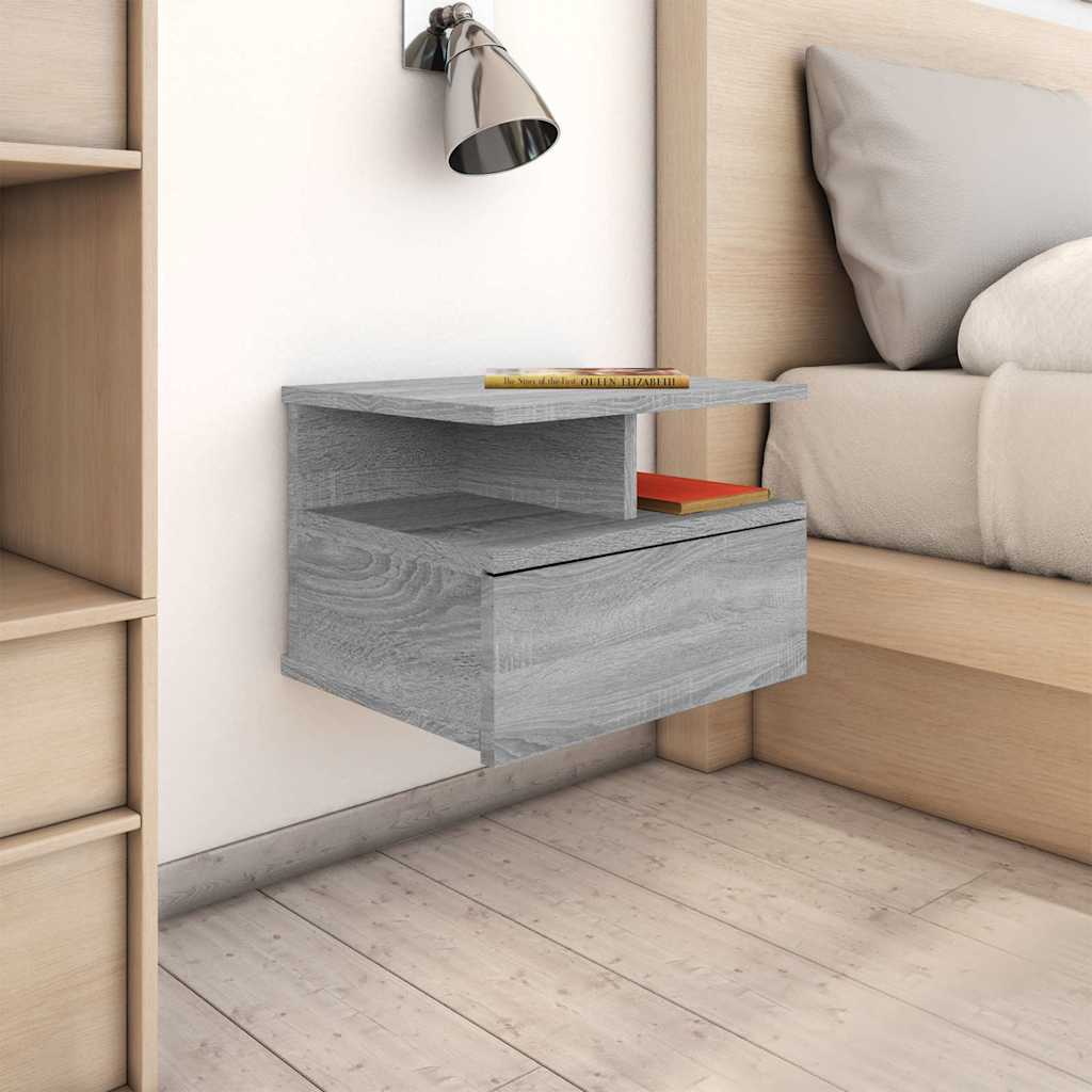 Vidaxl nachtkastjes 2 st zwevend 40x31x27 cm bewerkt hout grijs sonoma