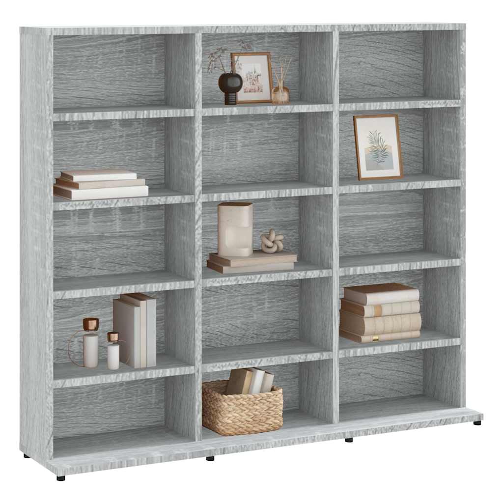 Vidaxl cd-kast 100x23x89,5 cm bewerkt hout grijs sonoma eikenkleurig