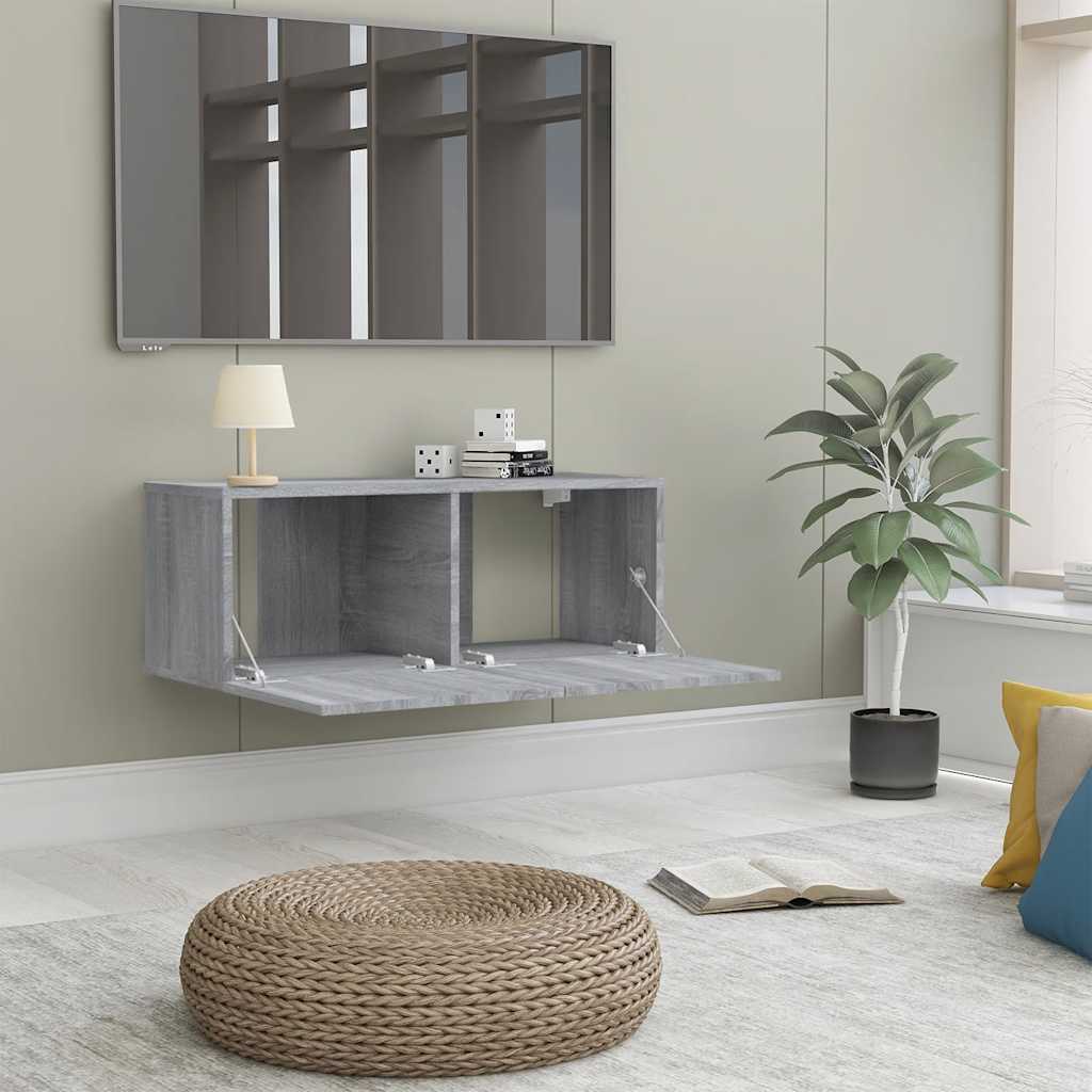 Vidaxl tv-meubel 80x30x30 cm bewerkt hout grijs sonoma eikenkleurig