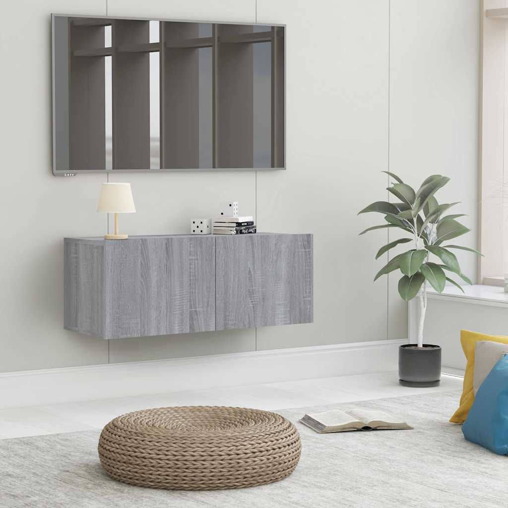 Vidaxl tv-meubel 80x30x30 cm bewerkt hout grijs sonoma eikenkleurig