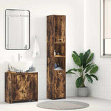 Vidaxl badkamerkast 30x30x183,5 cm bewerkt hout gerookt eikenkleurig
