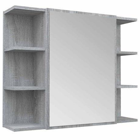 Vidaxl badkamerspiegelkast 80x20,5x64 cm bewerkt hout grijs sonoma