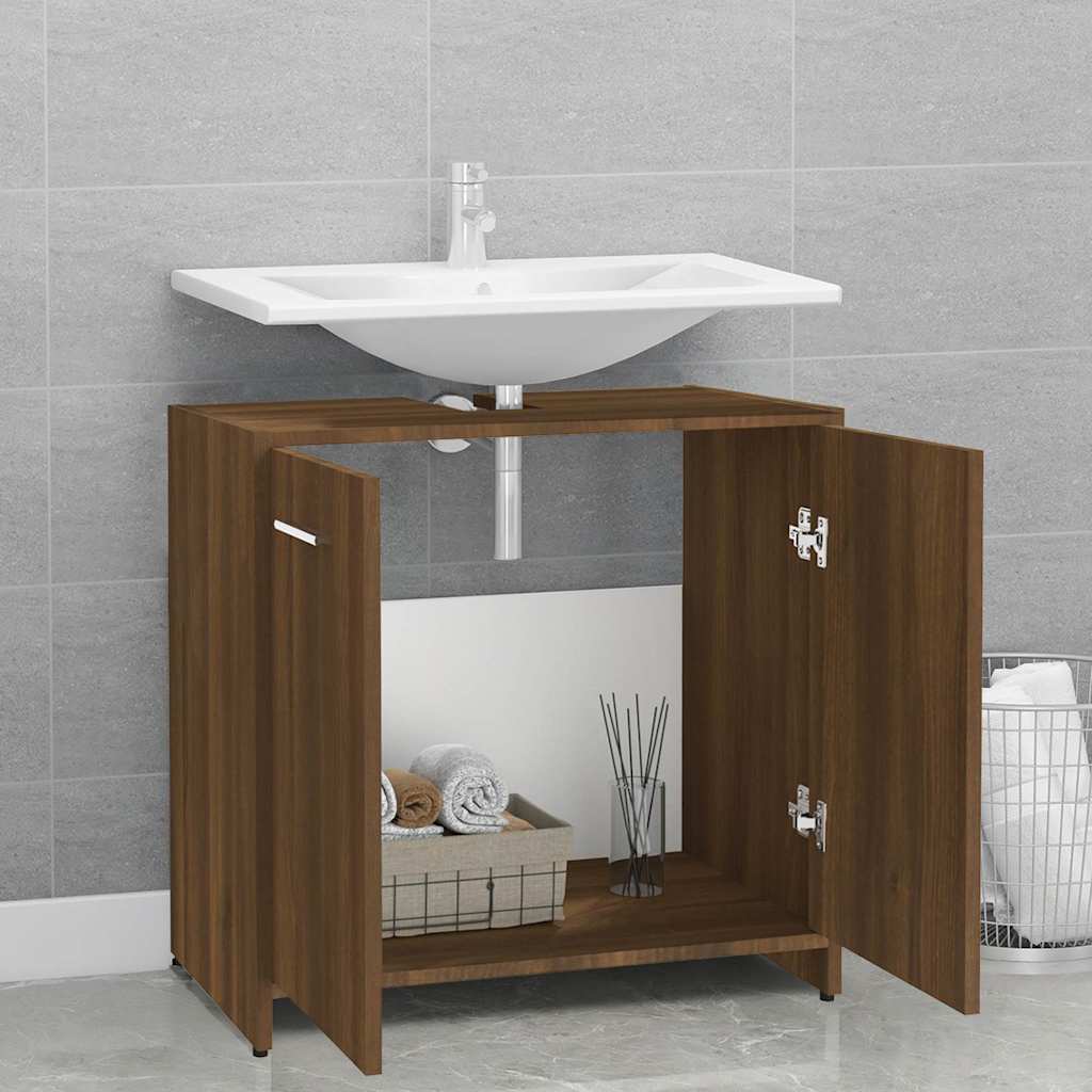 Vidaxl badkamerkast 60x33x60 cm bewerkt hout bruin eikenkleur