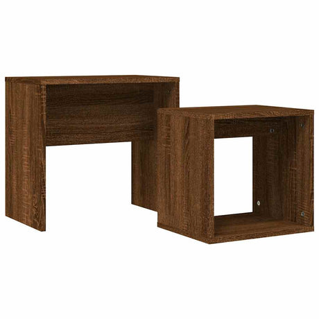Vidaxl 2-delige tafeltjesset bewerkt hout bruin eikenkleur