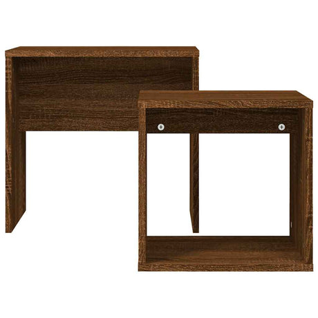 Vidaxl 2-delige tafeltjesset bewerkt hout bruin eikenkleur