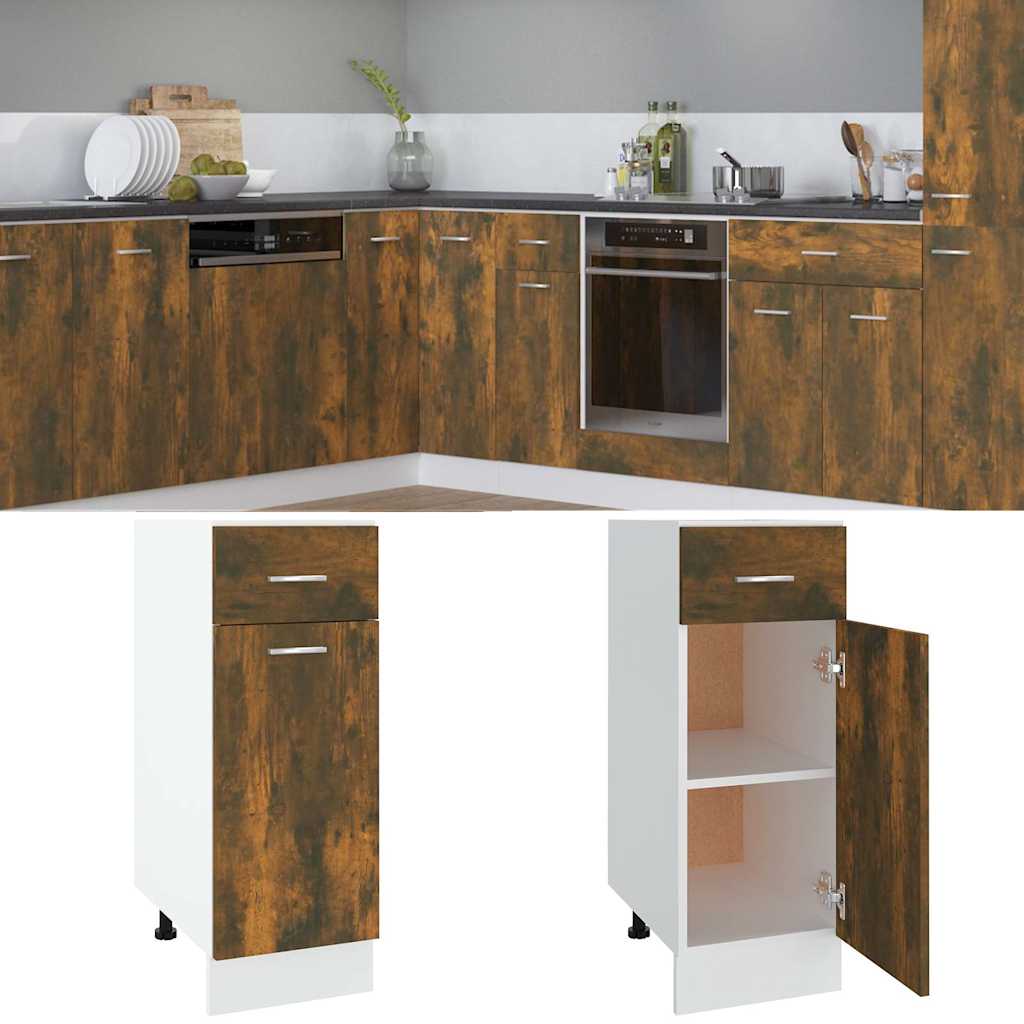 Vidaxl onderkast met lade lyon 30x46x81,5 cm bewerkt hout gerookt eiken