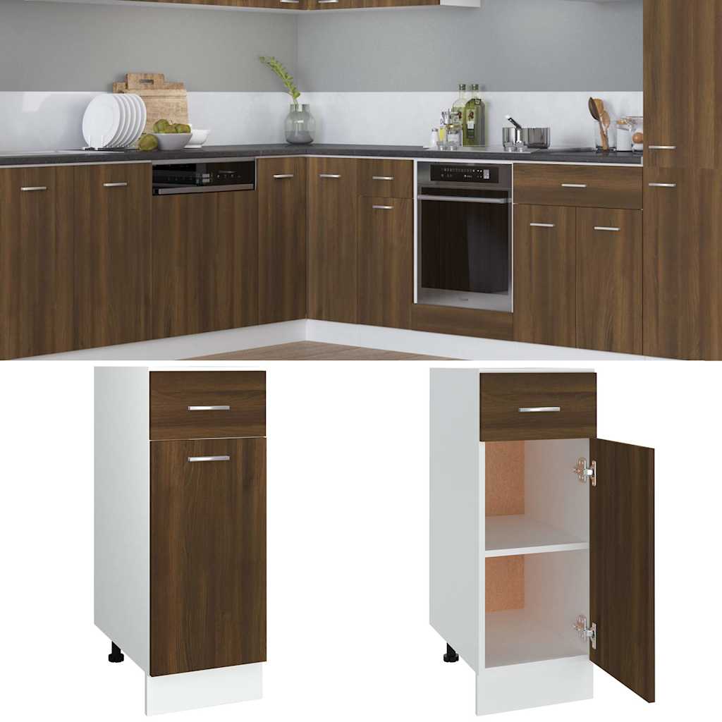 Vidaxl onderkast met lade lyon 30x46x81,5 cm bewerkt hout bruin eikenkleur