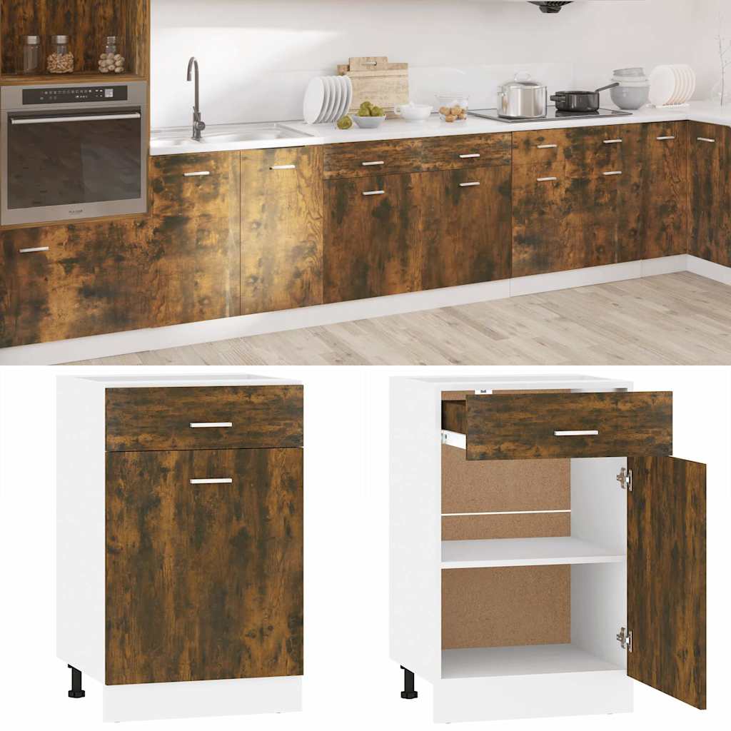 Vidaxl onderkast met lade lyon 50x46x81,5 cm bewerkt hout gerookt eiken