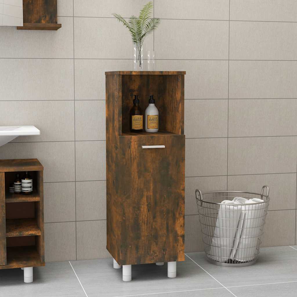 Vidaxl badkamerkast 30x30x95 cm bewerkt hout gerookt eikenkleurig