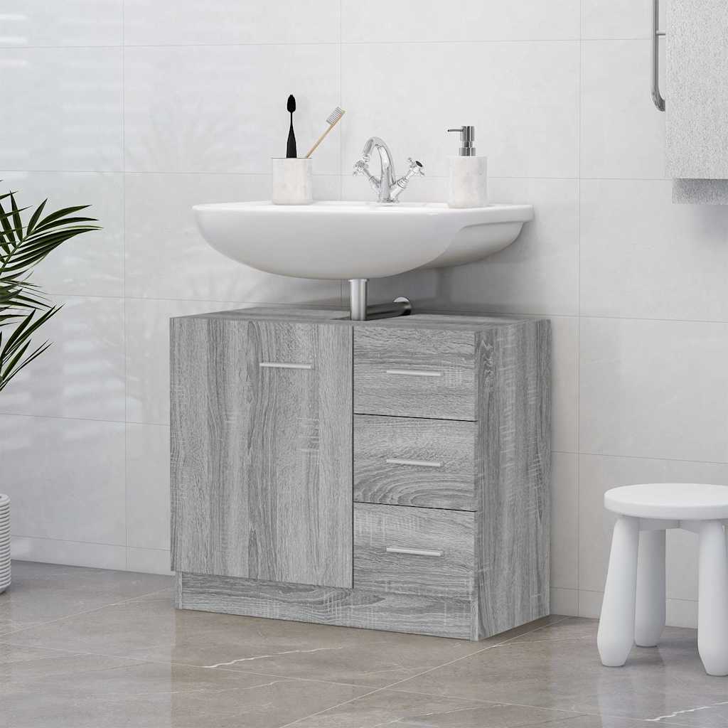 Vidaxl wastafelkast 63x30x54 cm bewerkt hout grijs sonoma eikenkleurig