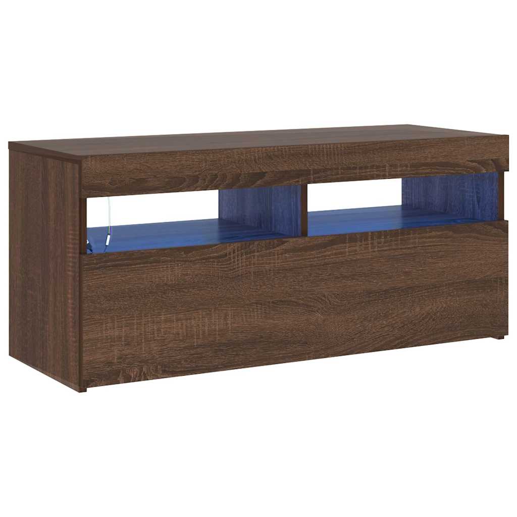Vidaxl tv-meubel met led-verlichting 90x35x40 cm bruin eikenkleur