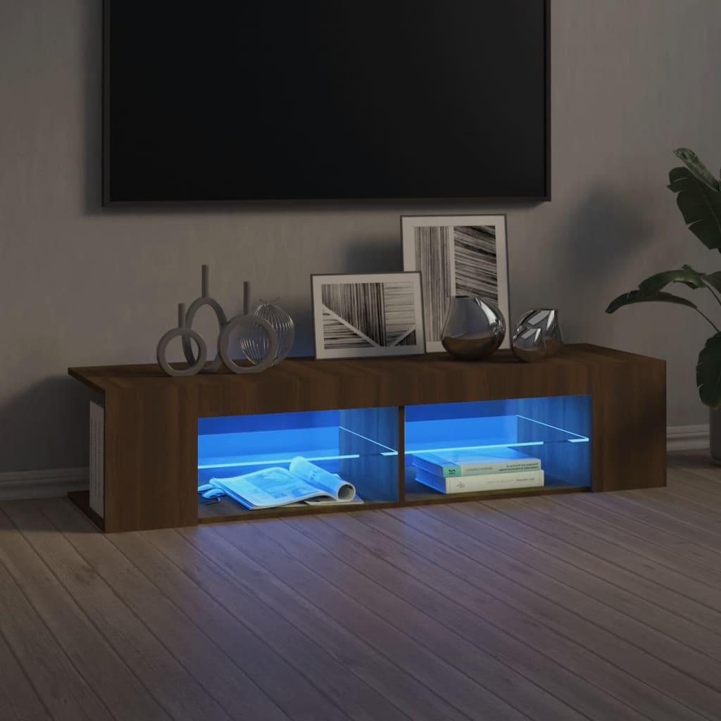 Vidaxl tv-meubel met led-verlichting 135x39x30 cm bruin eikenkleur
