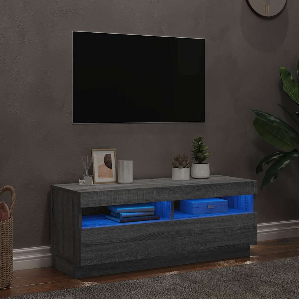 Vidaxl tv-meubel met led-verlichting 100x35x40 cm grijs sonoma eiken